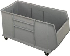 Quantum Storage - 175 Lb. Load Capacity, 41-7/8" Deep, Gray Polypropylene Hopper Stacking Bin - 17-1/2" High x 16-1/2" Wide x 41-7/8" Long - All Tool & Supply