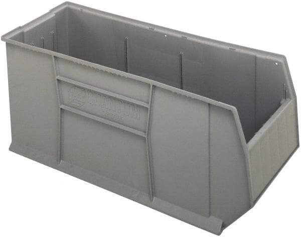 Quantum Storage - 175 Lb. Load Capacity, 41-7/8" Deep, Gray Polypropylene Hopper Stacking Bin - 17-1/2" High x 16-1/2" Wide x 41-7/8" Long - All Tool & Supply