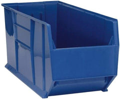 Quantum Storage - 175 Lb. Load Capacity, 41-7/8" Deep, Blue Polypropylene Hopper Stacking Bin - 17-1/2" High x 16-1/2" Wide x 41-7/8" Long - All Tool & Supply