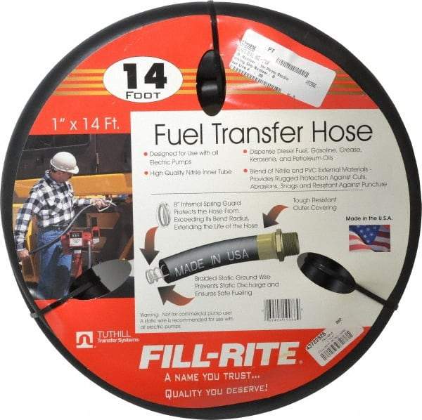 Tuthill - 1" ID x 1.45" OD x 14' OAL, NPT Petroleum Transfer Hose - -30 to 140°F - All Tool & Supply