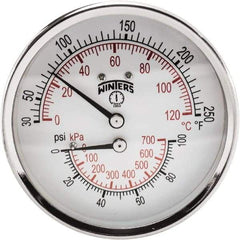 Winters - 3" Dial, 1/2 Thread, 0-100 Scale Range, Pressure Gauge - Center Back Connection Mount, Accurate to 0.03% of Scale - All Tool & Supply