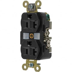 Hubbell Wiring Device-Kellems - 125V 20A NEMA 5-20R Industrial Grade Black Straight Blade Duplex Receptacle - All Tool & Supply