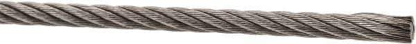 Value Collection - 1' Long, 1/8" Diam, Aircraft Cable - 1,780 Lb Breaking Strength, Material Grade 316, 7 x 19 Strand Core - All Tool & Supply