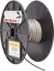 Value Collection - 50' Long, 1/8" Diam, Aircraft Cable - 1,780 Lb Breaking Strength, Material Grade 316, 7 x 19 Strand Core - All Tool & Supply