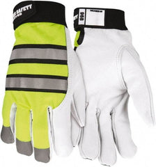 MCR Safety - Size S Goatskin General Protection Work Gloves - For Work & Driver, Uncoated, Hook & Loop Cuff, White/Yellow/Black, Paired - All Tool & Supply