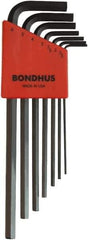 Bondhus - 7 Piece L-Key Ball End Hex Key Set - Hex Range 1.5 to 6mm, 8-3/4" OAL, Protanium High Torque Steel - All Tool & Supply