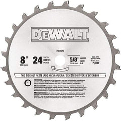 DeWALT - 8" Diam, 5/8" Arbor Hole Diam, 24 Tooth Wet & Dry Cut Saw Blade - Tungsten Carbide-Tipped, Standard Round Arbor - All Tool & Supply