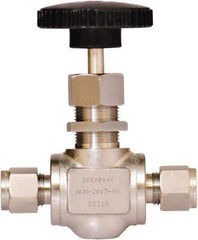 Brennan - 3/8" Pipe, Straight Needle Valve - PTFE Seal, Tube Ends, Stainless Steel Valve, 6,000 Max psi - All Tool & Supply