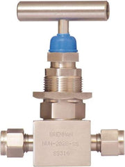 Brennan - 1/2" Pipe, Straight Needle Valve - PTFE Seal, NPT Ends, Stainless Steel Valve, 6,000 Max psi - All Tool & Supply