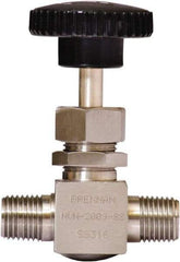 Brennan - 1/4" Pipe, Straight Needle Valve - PTFE Seal, NPT Ends, Stainless Steel Valve, 6,000 Max psi - All Tool & Supply