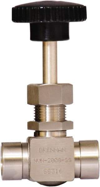 Brennan - 1/4" Pipe, Straight Needle Valve - PTFE Seal, NPT Ends, Stainless Steel Valve, 6,000 Max psi - All Tool & Supply