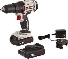 Porter-Cable - 20 Volt 1/2" Chuck Pistol Grip Handle Cordless Drill - 0-350 & 0-1500 RPM, Single-Sleeve Ratcheting Chuck, Reversible, 2 Lithium-Ion Batteries Included - All Tool & Supply