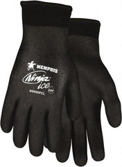 MCR Safety - Size L Work Gloves - Knit Wrist Cuff, Black Polymer, Shell, White Logo, Hem, Paired - All Tool & Supply