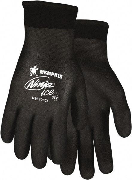 MCR Safety - Size 2XL Work Gloves - Knit Wrist Cuff, Black Polymer, Shell, White Logo, Hem, Paired - All Tool & Supply