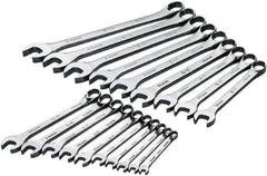 SK - 19 Piece, 6mm to 24mm, 12 Point Combination Wrench Set - Metric Measurement Standard, Chrome Finish, Comes in Rack - All Tool & Supply