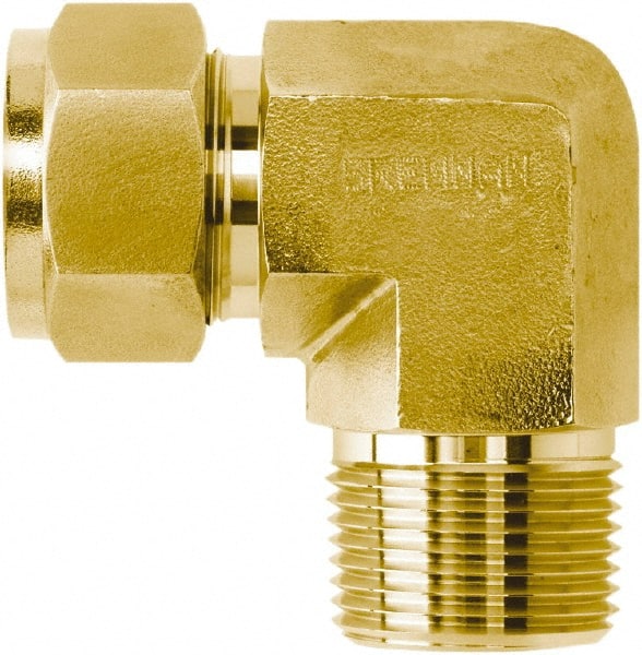 Brennan - 1/4" Tube OD x 1/2 Thread Brass Compression Tube Male Elbow - All Tool & Supply