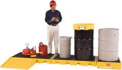 UltraTech - 121 Gal Sump, 7,500 Lb Capacity, 5 Drum, Polyethylene Spill Deck or Pallet - 129-3/4" Long x 5-3/4" Wide x 26" High, Low Profile, Inline Drum Configuration - All Tool & Supply