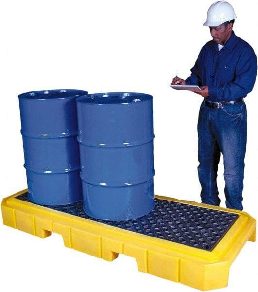 UltraTech - 66 Gal Sump, 4,500 Lb Capacity, 3 Drum, Polyethylene Spill Deck or Pallet - 76" Long x 27" Wide x 9" High, Liftable Fork, Drain Included, Low Profile, Inline Drum Configuration - All Tool & Supply