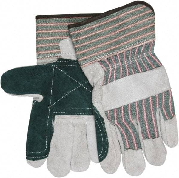 MCR Safety - Size L (9), Leather Cut Resistant Gloves - 10.25" Long, Palm Coated, Gray/Green, Paired - All Tool & Supply