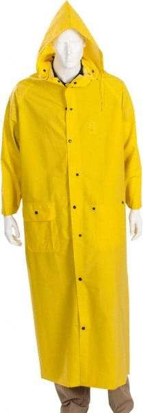 MCR Safety - Size L, Yellow, Rain Jacket - 2 Pockets, Attached Hood - All Tool & Supply