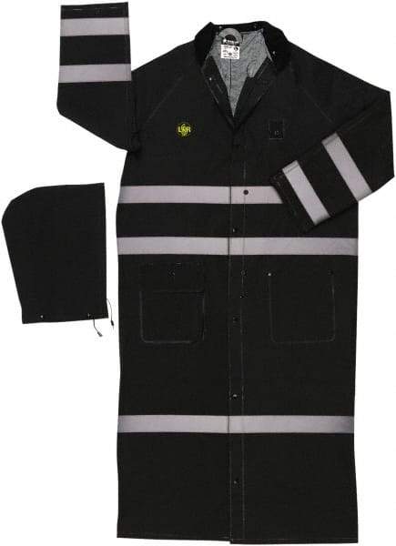 MCR Safety - Size 4XL, Black, Rain Jacket - 2 Pockets, Attached Hood - All Tool & Supply