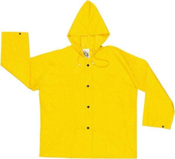 MCR Safety - Size L, Yellow, Rain Jacket - 2 Pockets, Detachable Hood - All Tool & Supply