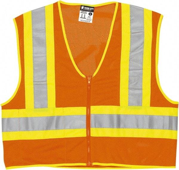 MCR Safety - Size 3XL Flame Resistant/Retardant Orange General Purpose Vest - 27.4" Chest, ANSI 107-2015, Nonconductive Zipper Closure, 2 Pockets, Polyester - All Tool & Supply