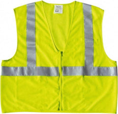 MCR Safety - Size M High Visibility Lime Mesh General Purpose Vest - 24" Chest, ANSI 107-2015, Zipper Closure, 2 Pockets, Polyester - All Tool & Supply