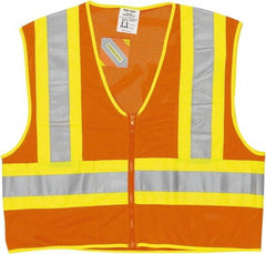 MCR Safety - Size XL High Visibility Orange General Purpose Vest - 25.4" Chest, ANSI 107-2015, Zipper Closure, 2 Pockets, Polyester - All Tool & Supply