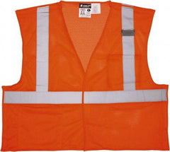 MCR Safety - Size 2XL Flame Resistant/Retardant Orange Mesh Breakaway Vest - 26.4" Chest, ANSI 107-2015, Hook & Loop Closure, 2 Pockets, Polyester - All Tool & Supply