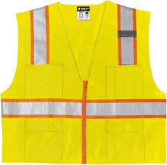 MCR Safety - Size 4XL High Visibility Lime Mesh Surveyor's Vest - 28.4" Chest, ANSI 107-2015, Zipper Closure, 6 Pockets, Polyester - All Tool & Supply