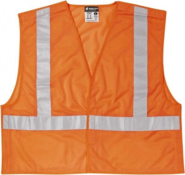 MCR Safety - Size L High Visibility Orange Mesh Breakaway Vest - 24.4" Chest, ANSI 107-2015, Hook & Loop Closure, Polyester - All Tool & Supply