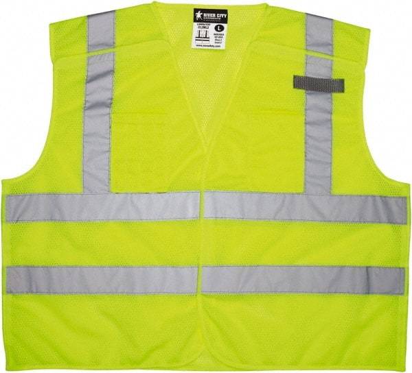 MCR Safety - Size 2XL High Visibility Lime Mesh Breakaway Vest - 26.4" Chest, ANSI 107-2015, Hook & Loop Closure, 3 Pockets, Polyester - All Tool & Supply