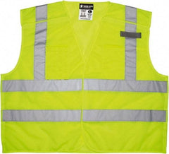 MCR Safety - Size XL High Visibility Lime Mesh Breakaway Vest - 25.4" Chest, ANSI 107-2015, Hook & Loop Closure, 3 Pockets, Polyester - All Tool & Supply