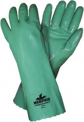 MCR Safety - Size L (9), 14" Long, 14 mil Thick, Supported, Nitrile Chemical Resistant Gloves - Rough Finish, Interlock Knit Lined, Green - All Tool & Supply