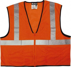 MCR Safety - Size 4XL High Visibility Orange Mesh General Purpose Vest - 28.4" Chest, ANSI 107-2015, Zipper Closure, 3 Pockets, Polyester - All Tool & Supply