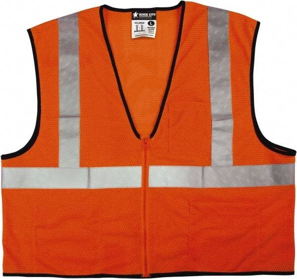 MCR Safety - Size XL High Visibility Orange Mesh General Purpose Vest - 25.4" Chest, ANSI 107-2015, Zipper Closure, 3 Pockets, Polyester - All Tool & Supply