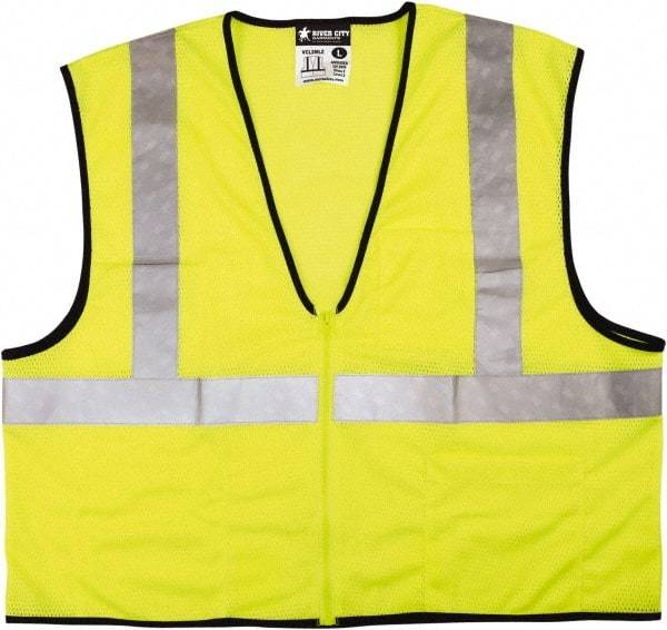 MCR Safety - Size 4XL High Visibility Lime Mesh General Purpose Vest - 28.4" Chest, ANSI 107-2015, Zipper Closure, 3 Pockets, Polyester - All Tool & Supply