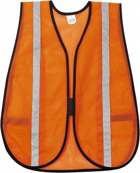 MCR Safety - One Size Fits Most High Visibility Orange Mesh General Purpose Vest - 18" Chest, Hook & Loop Closure, Polyester - All Tool & Supply