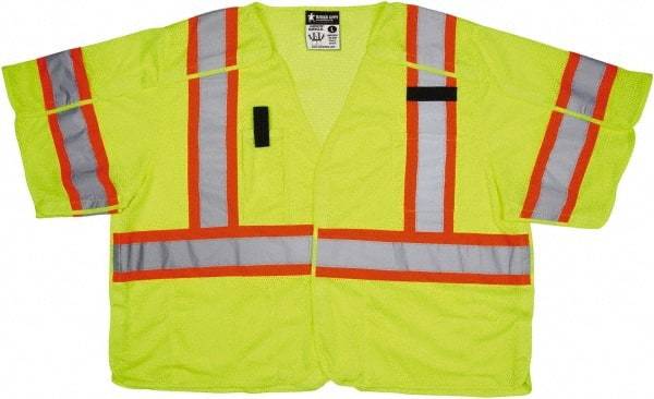 MCR Safety - Size 4XL High Visibility Lime Mesh Surveyor's Vest - 28" Chest, ANSI 107-2015, Hook & Loop Closure, 5 Pockets, Polyester - All Tool & Supply