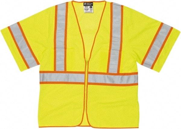 MCR Safety - Size 3XL High Visibility Lime General Purpose Vest - 27.4" Chest, ANSI 107-2015, Zipper Closure, 2 Pockets, Polyester - All Tool & Supply