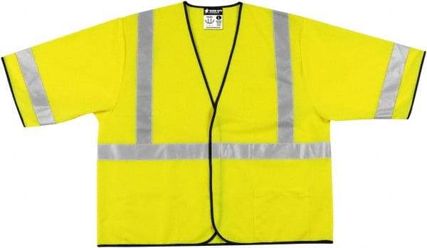 MCR Safety - Size 3XL High Visibility Lime Solid General Purpose Vest - 27.4" Chest, ANSI 107-2015, Hook & Loop Closure, 3 Pockets, Polyester - All Tool & Supply