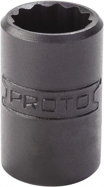 Proto - 9/16", 1/4" Drive, Standard Hand Socket - 12 Points, 7/8" OAL, Alloy Steel, Black Finish - All Tool & Supply