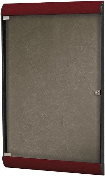 Ghent - 42.13" Wide x 27-3/4" High Enclosed Cork Bulletin Board - Vinyl, Berry - All Tool & Supply