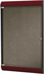 Ghent - 42.13" Wide x 27-3/4" High Enclosed Cork Bulletin Board - Vinyl, Berry - All Tool & Supply