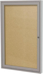 Ghent - 36" Wide x 30" High Enclosed Cork Bulletin Board - Vinyl, Caramel - All Tool & Supply