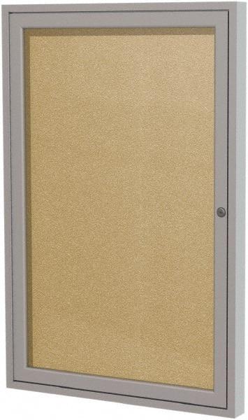 Ghent - 24" Wide x 18" High Enclosed Cork Bulletin Board - Rubber, Caramel - All Tool & Supply