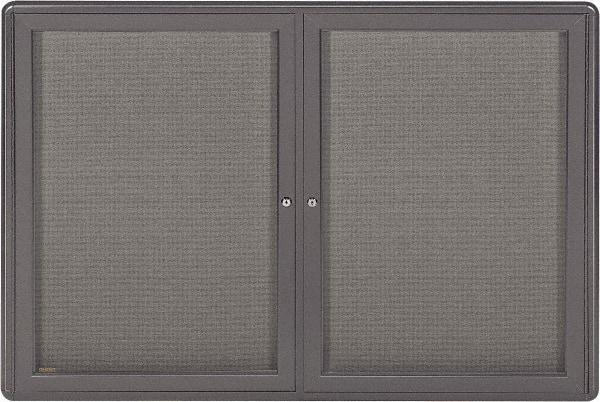 Ghent - 34" Wide x 24" High Enclosed Cork Bulletin Board - Fabric Covered, Black - All Tool & Supply