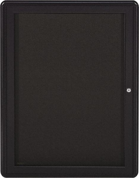 Ghent - 34" Wide x 24" High Enclosed Cork Bulletin Board - Fabric Covered, Gray - All Tool & Supply