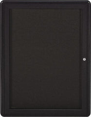 Ghent - 34" Wide x 24" High Enclosed Cork Bulletin Board - Fabric Covered, Gray - All Tool & Supply